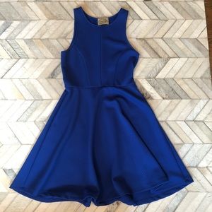 Royal blue sleeveless stretch skater dress - med